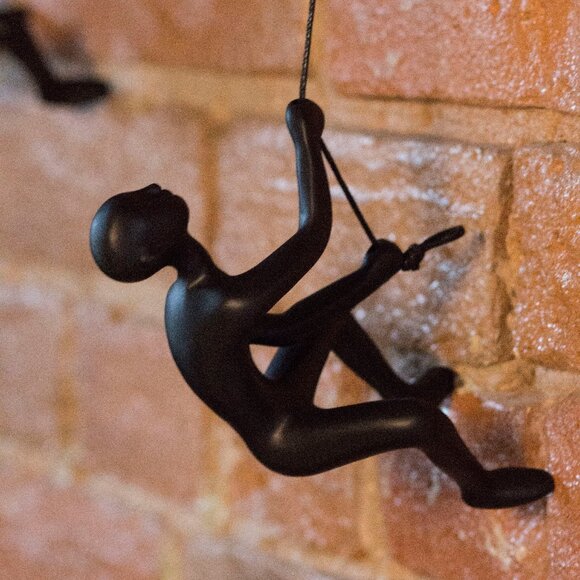 Climbing Man Home Decor Classic Wall-Art Sculpture | 2-Piece | Black | - Picture 5 of 5